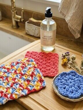 Handcrafted Crochet Dishcloth Set Eco-Friendly Beach Ball Palette